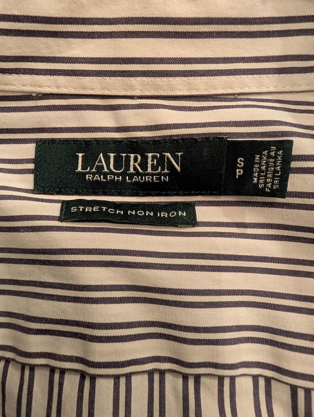 Ralph Lauren White Shirt with Dark Eggplant Vertical Stripes - Size SP - Picture 3 of 8